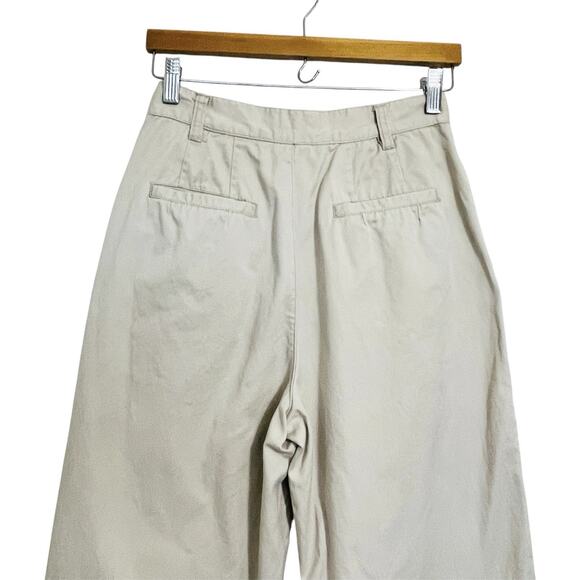 Vintage Esprit High Waist Mom Pants Cream Cotton Twill Pleated 80s 90s - Picture 4 of 10